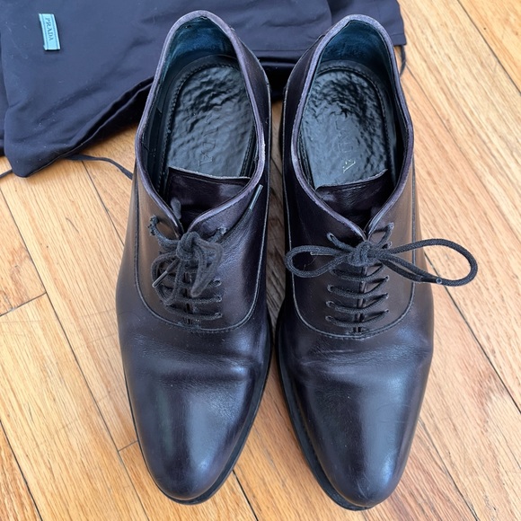 Prada Lug Sole Leather Oxford Shoe - Picture 2 of 5